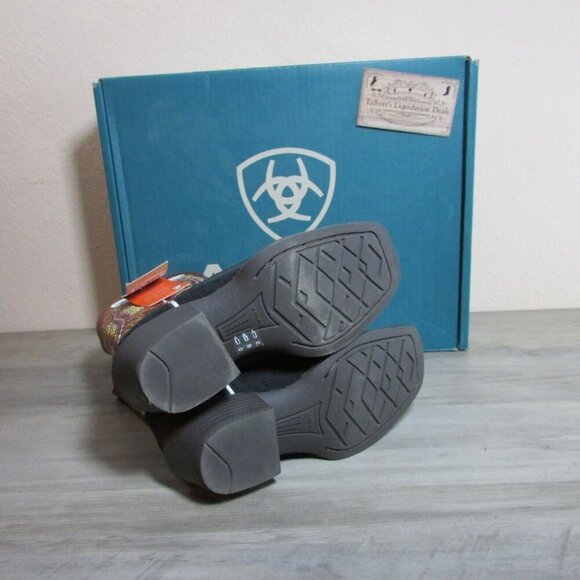 Ariat Kid's Cutter Toe Derby Monroe 8" Western Boots Black Roughout/Crim - Picture 5 of 5